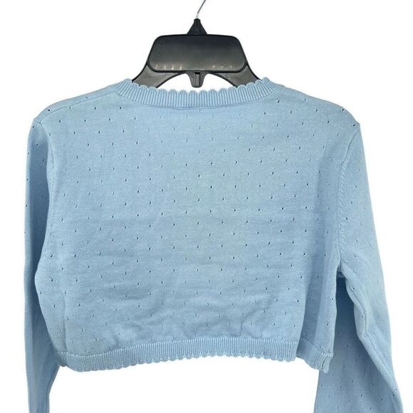 BOBOYOYO Girls’ Blue Cotton Knit Cropped Shrug Cardigan – XL - Picture 4 of 13